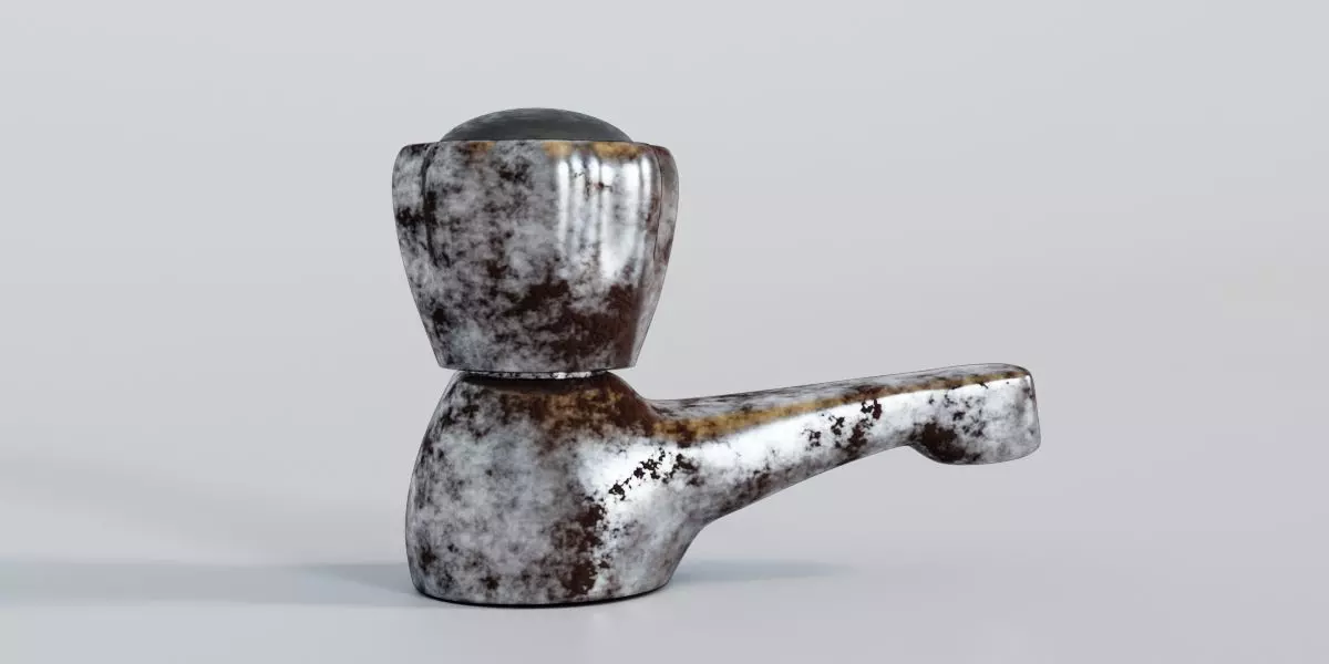 Faucet ceramic figurine with glass ball in middle 3D model_0