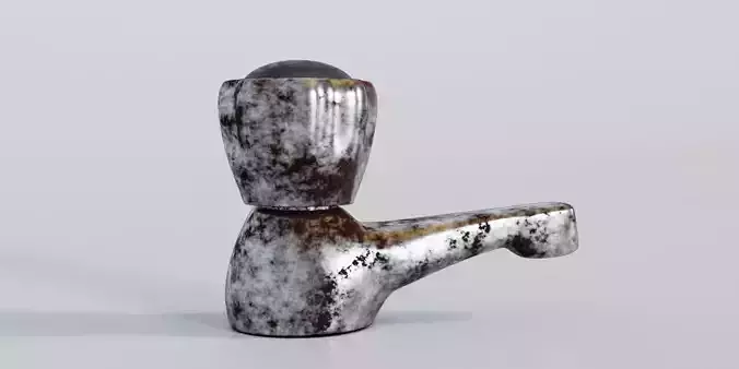 Faucet ceramic figurine with glass ball in middle 3D model