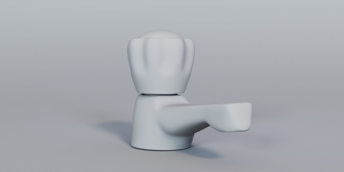 Faucet ceramic figurine with glass ball in middle 3D model_10
