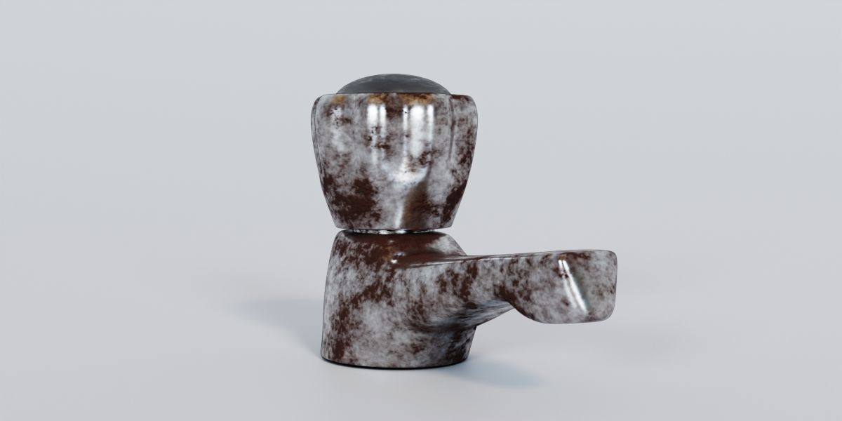 Faucet ceramic figurine with glass ball in middle 3D model_3