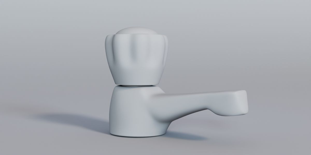 Faucet ceramic figurine with glass ball in middle 3D model_9