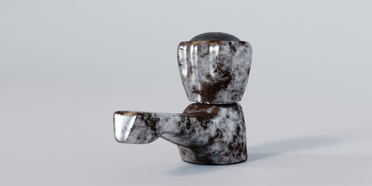 Faucet ceramic figurine with glass ball in middle 3D model_6