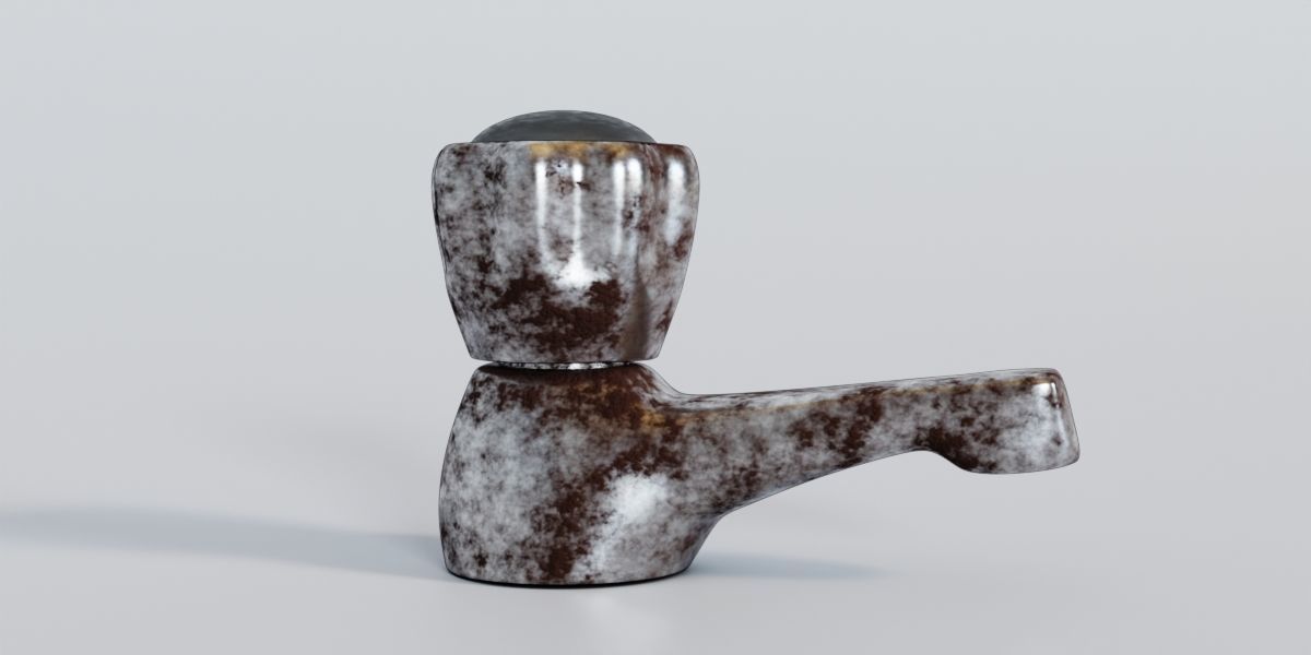 Faucet ceramic figurine with glass ball in middle 3D model_1