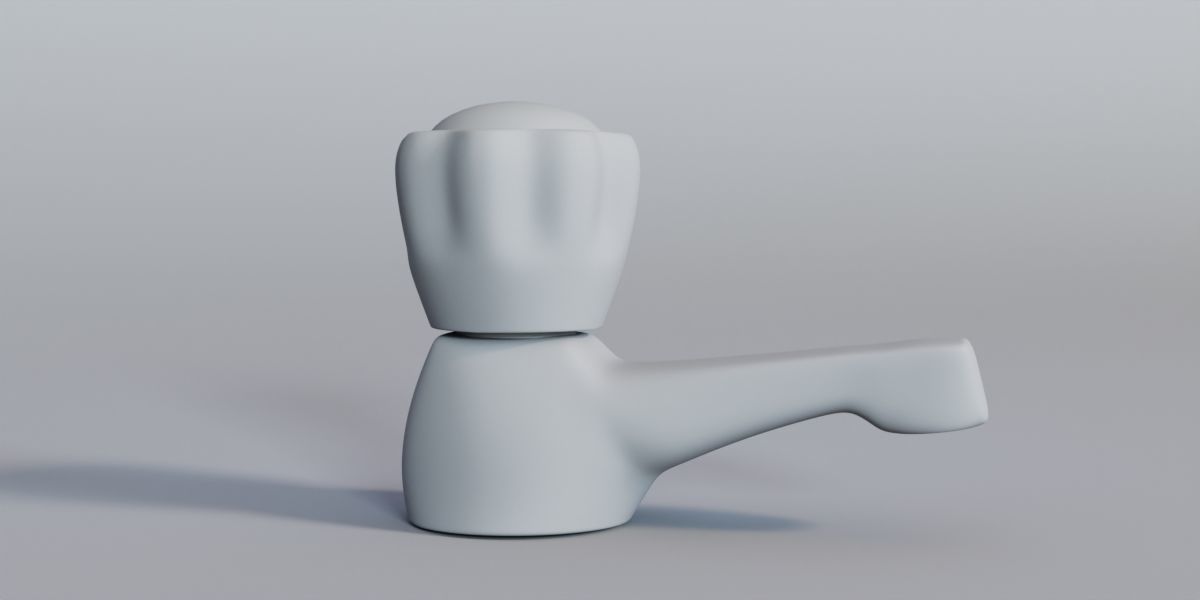 Faucet ceramic figurine with glass ball in middle 3D model_8