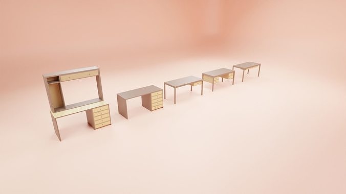 Pack of desk Low-poly 3D model