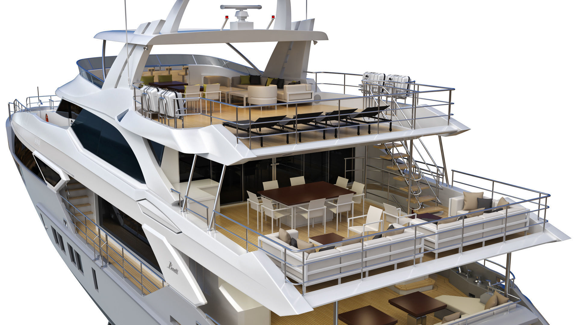 Luxury Motor Yacht Benetti BF125 3D model_30
