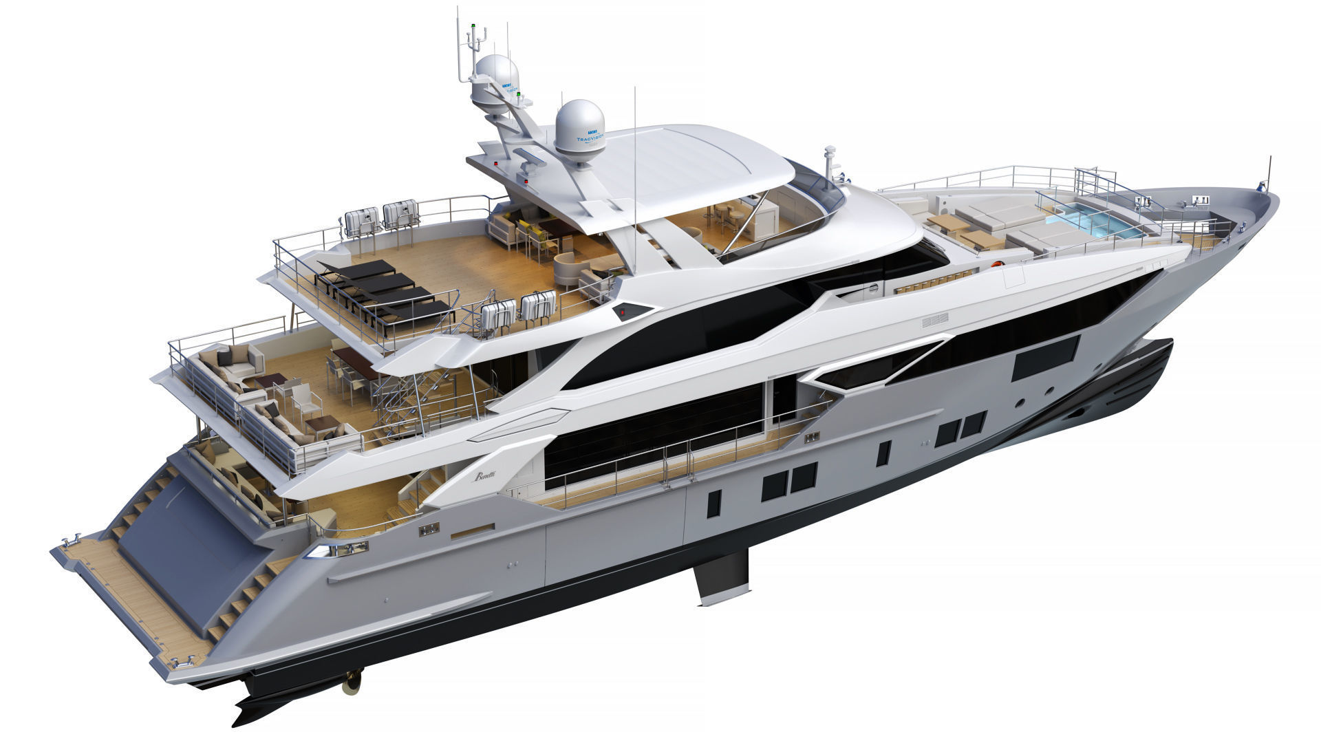 Luxury Motor Yacht Benetti BF125 3D model_3