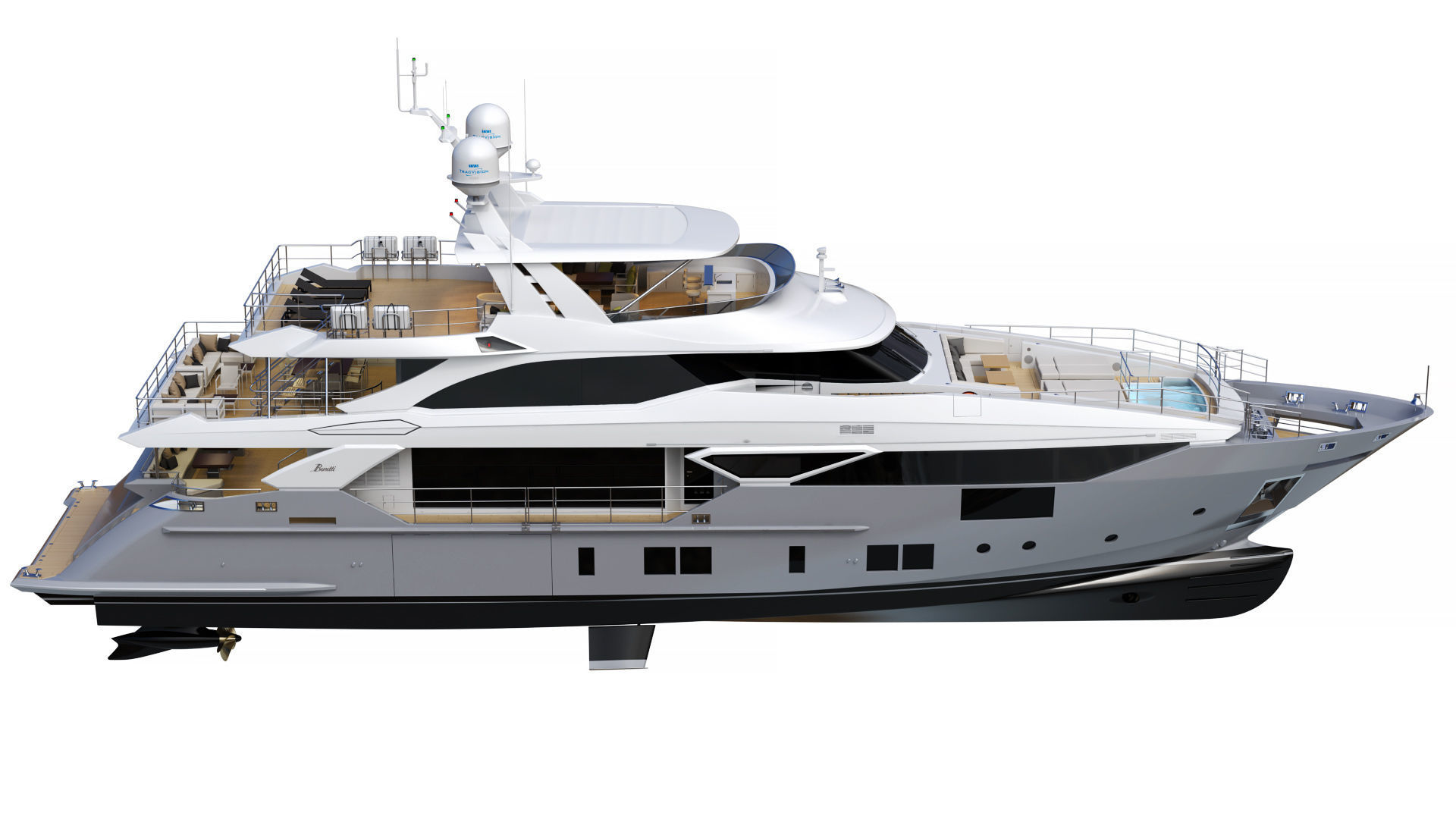 Luxury Motor Yacht Benetti BF125 3D model_2