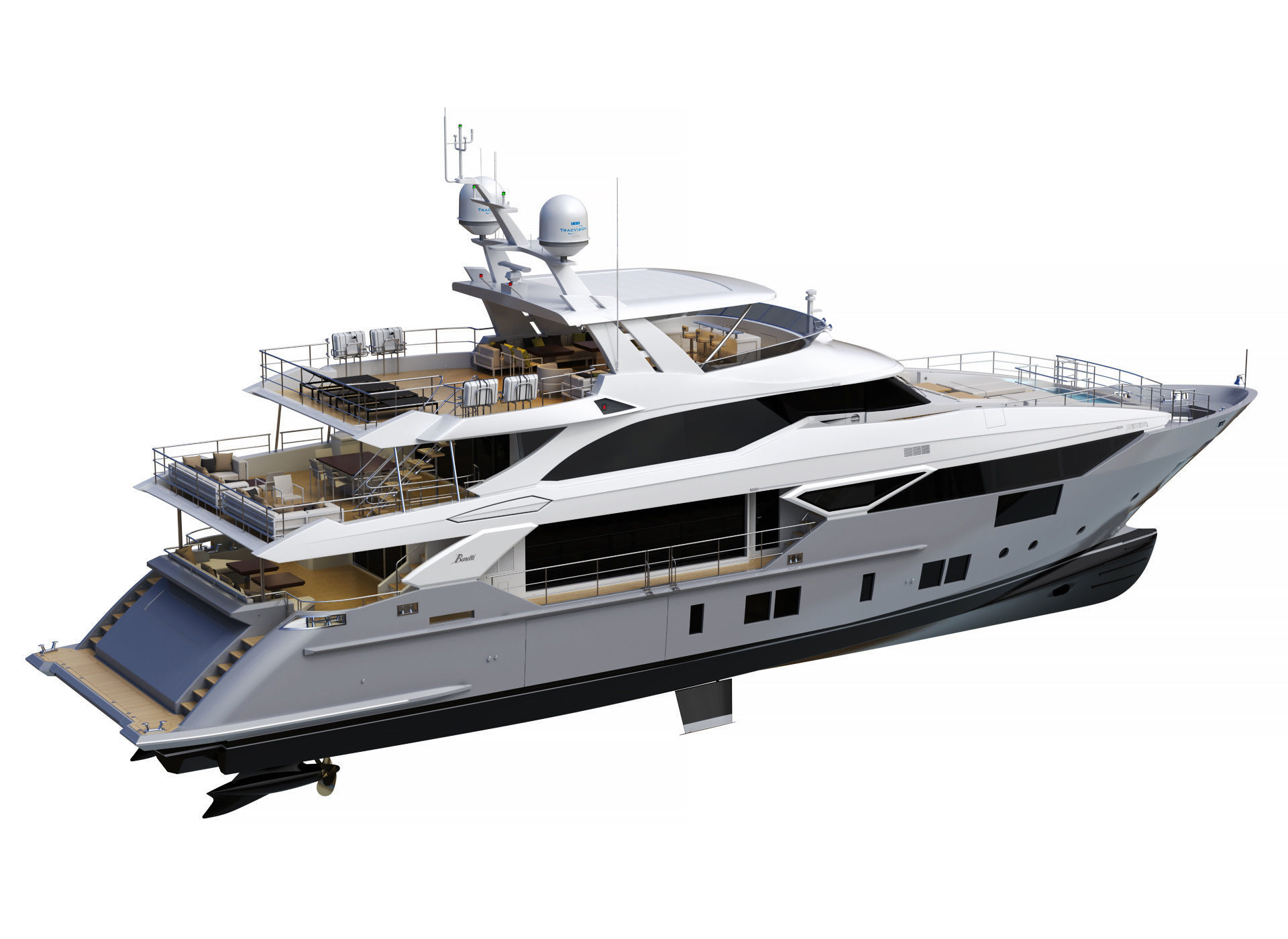 Luxury Motor Yacht Benetti BF125 3D model_0