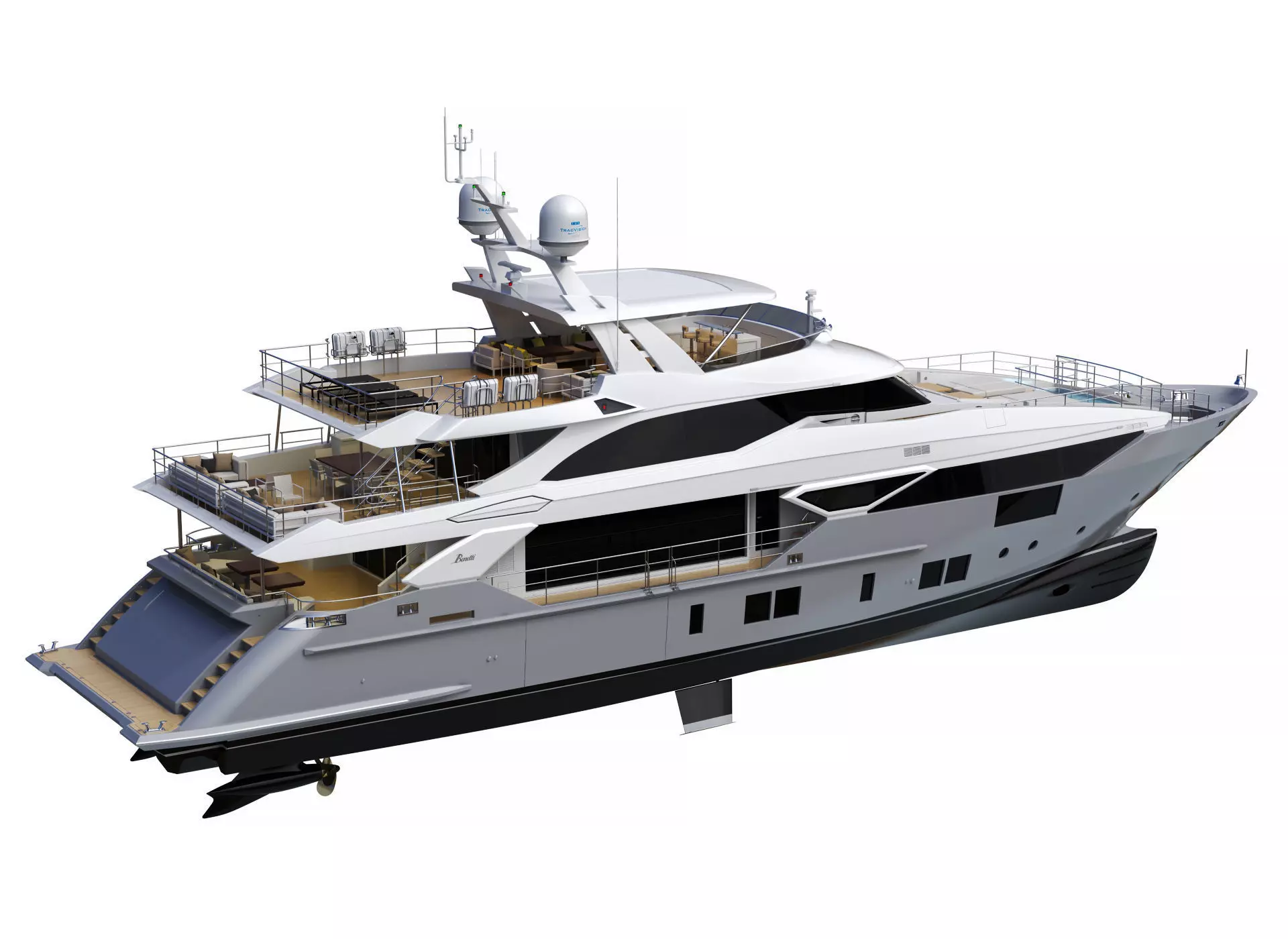 Luxury Motor Yacht Benetti BF125 3D model_0