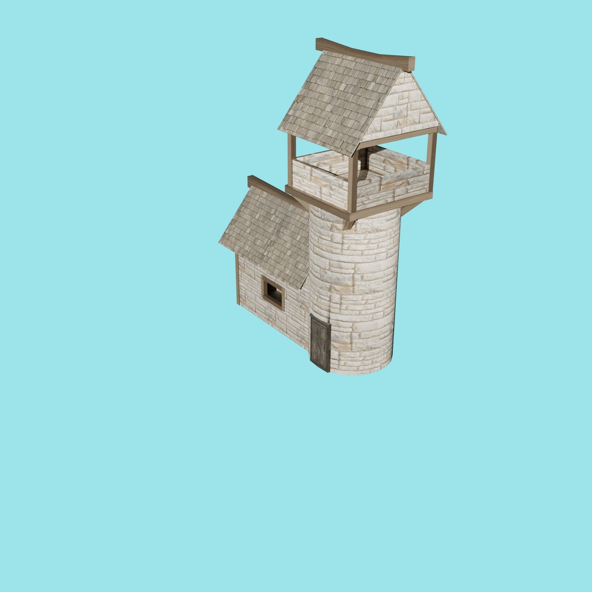 Watch Tower game ready PBR Free low-poly 3D model_2