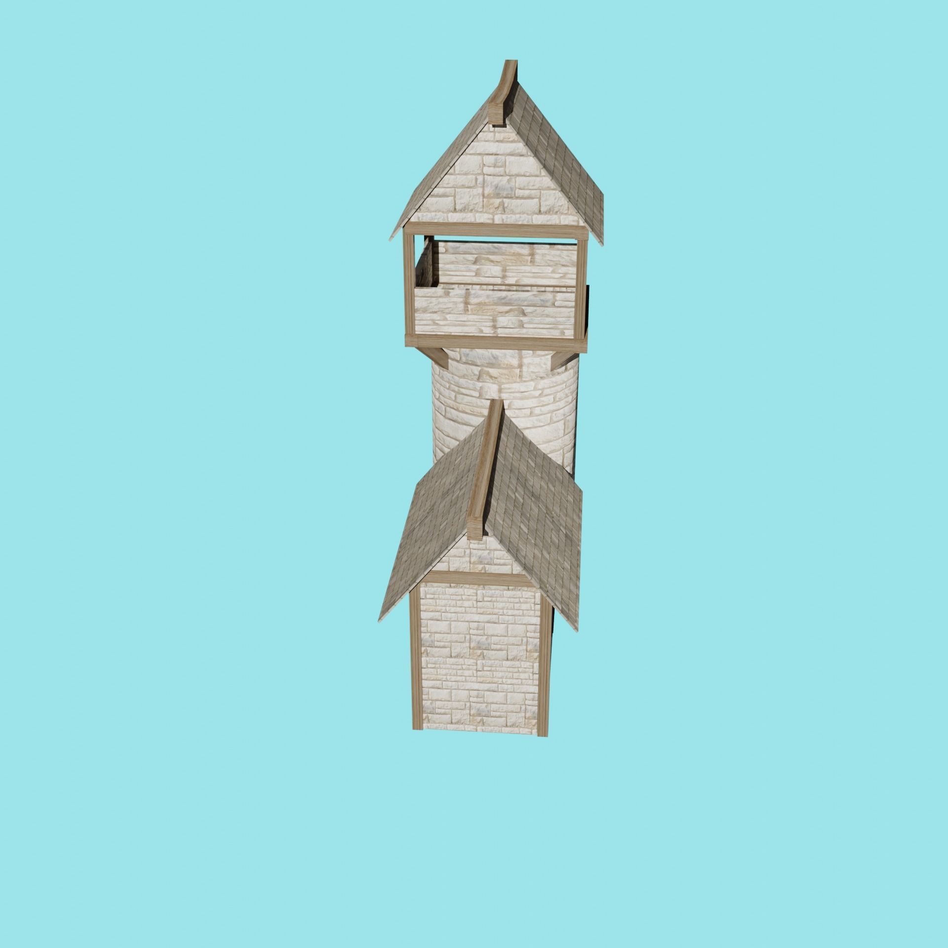 Watch Tower game ready PBR Free low-poly 3D model_1