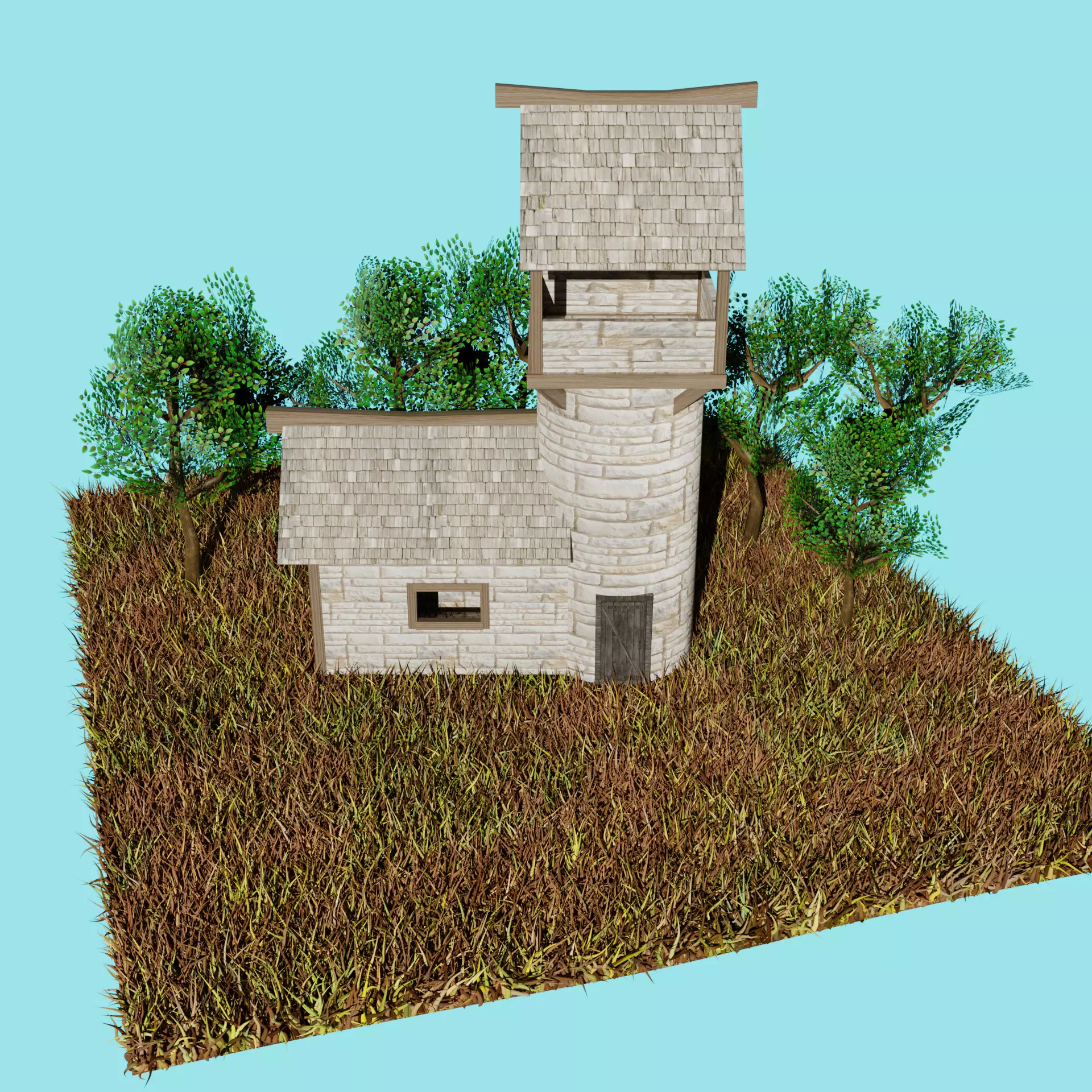 Watch Tower game ready PBR Free low-poly 3D model_0