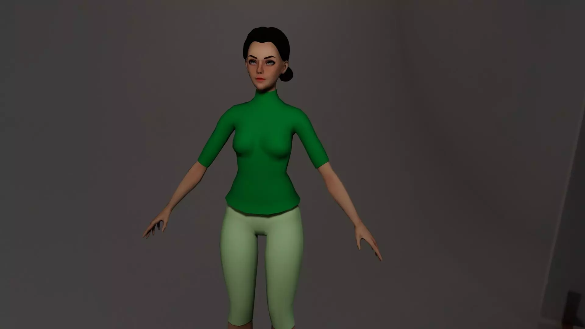 Girl character full Low-poly 3D model