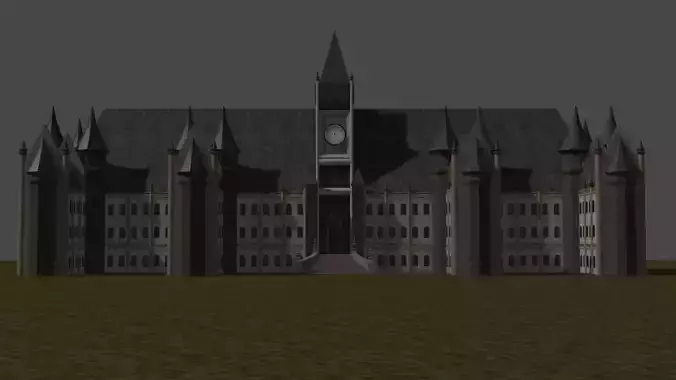 Modular StoneHearst Asylum Low-poly 3D model