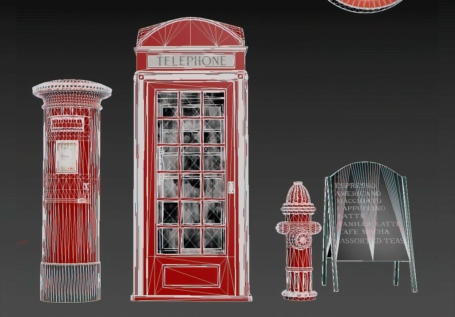 British Style Street Asset Pack Low-poly 3D model_21