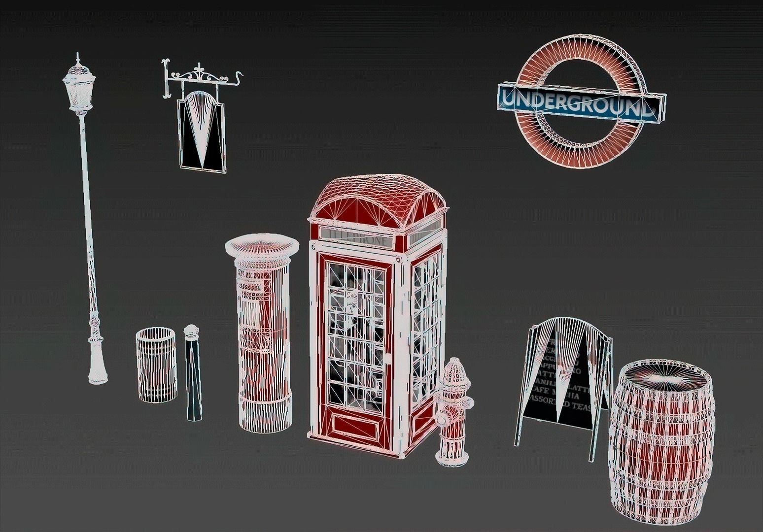 British Style Street Asset Pack Low-poly 3D model_20