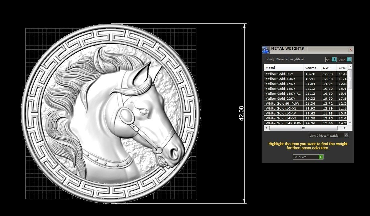 horse pendant 3D print model_4