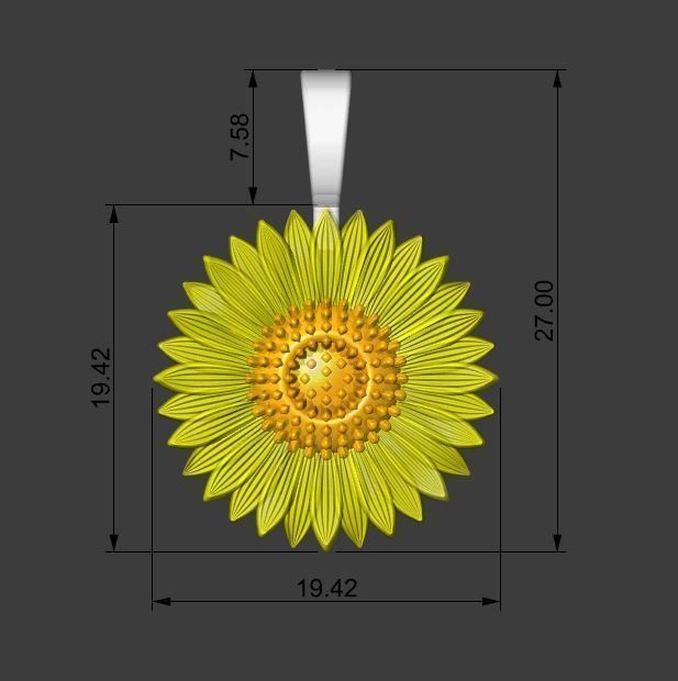 3D Print Model Sunflower pendant gold 3D print model_8