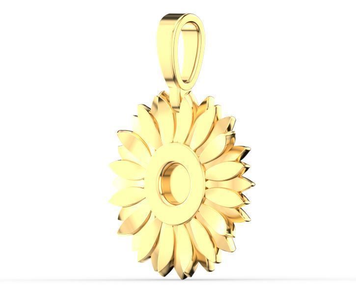 3D Print Model Sunflower pendant gold 3D print model_2