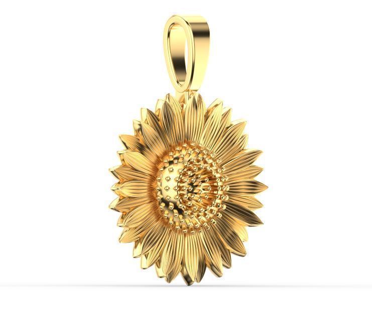 3D Print Model Sunflower pendant gold 3D print model_1