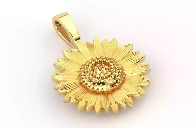 3D Print Model Sunflower pendant gold