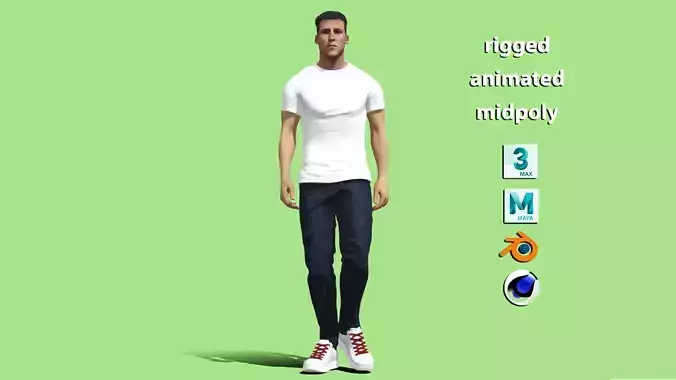 Rigged sport man walking 3D model