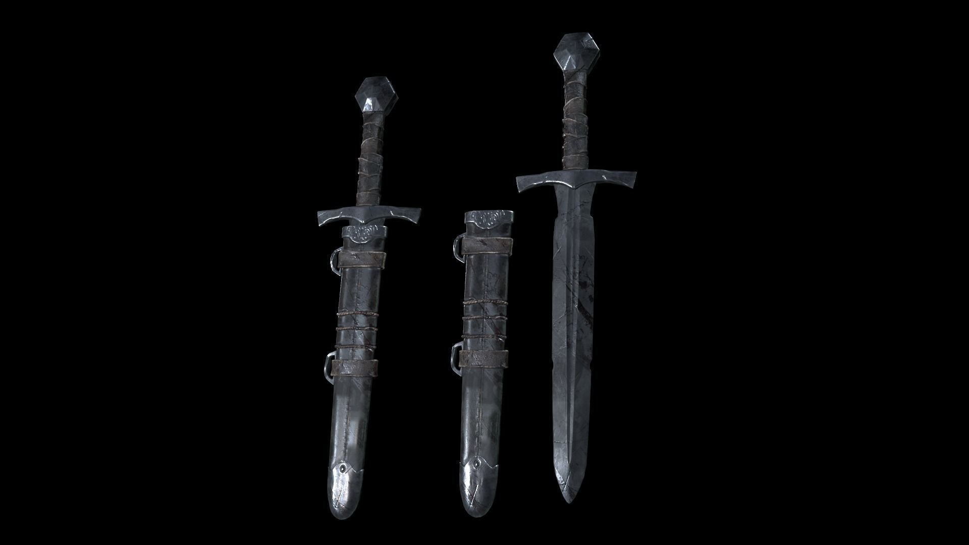 Medival Dagger Low-poly 3D model_1