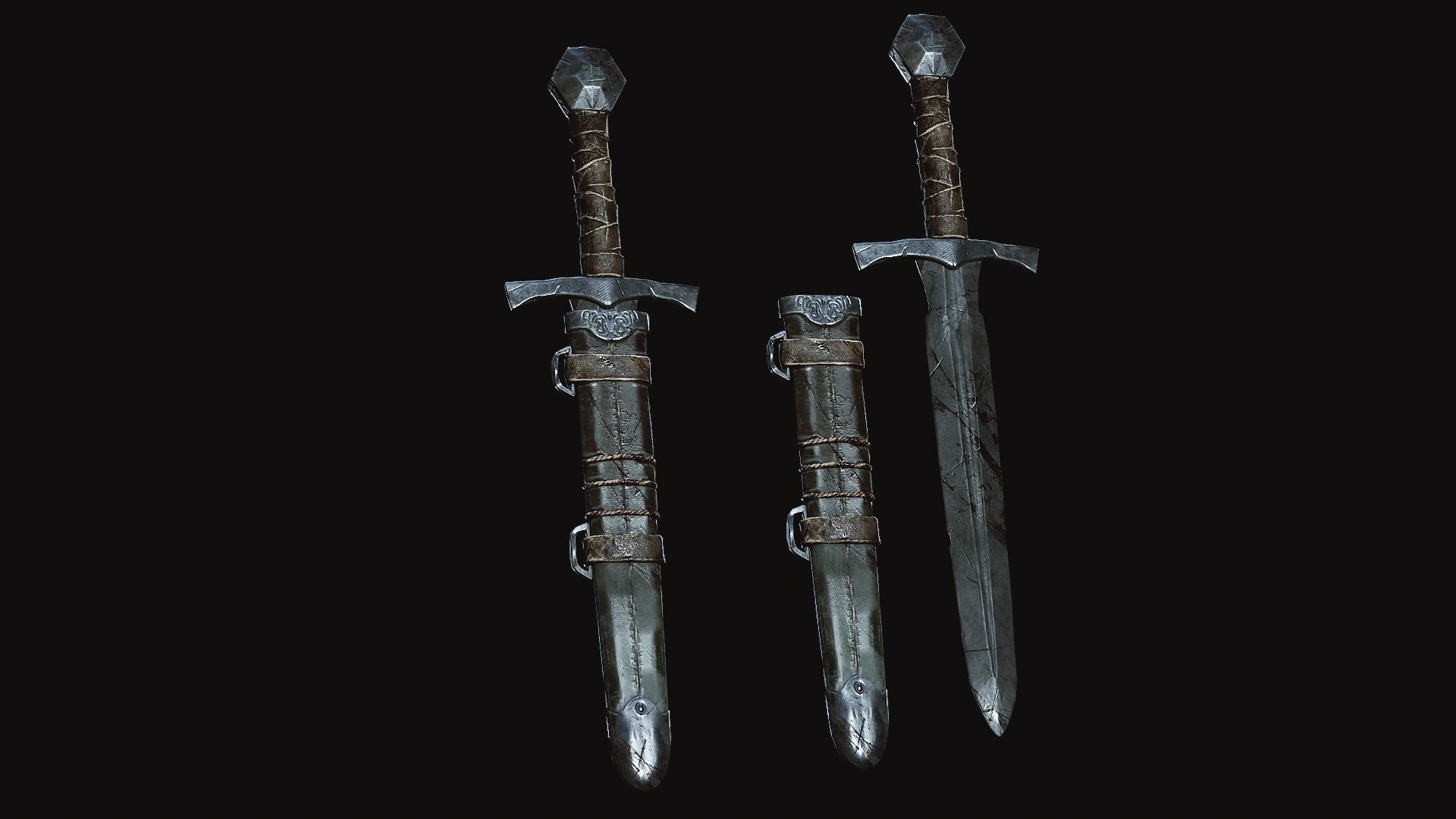 Medival Dagger Low-poly 3D model_2