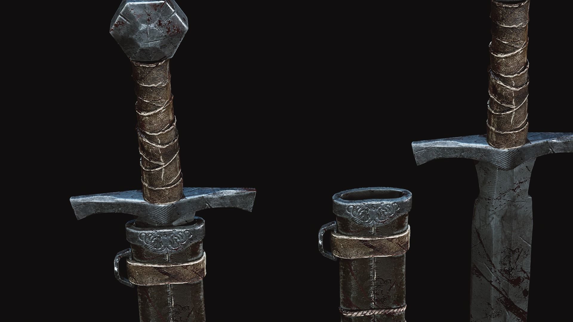 Medival Dagger Low-poly 3D model_3