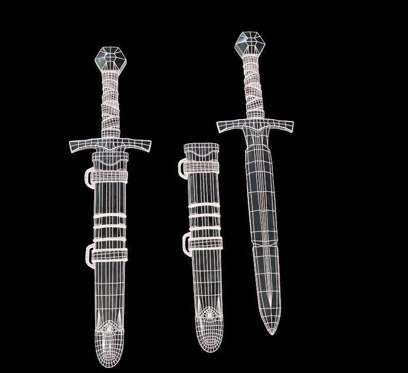 Medival Dagger Low-poly 3D model_4