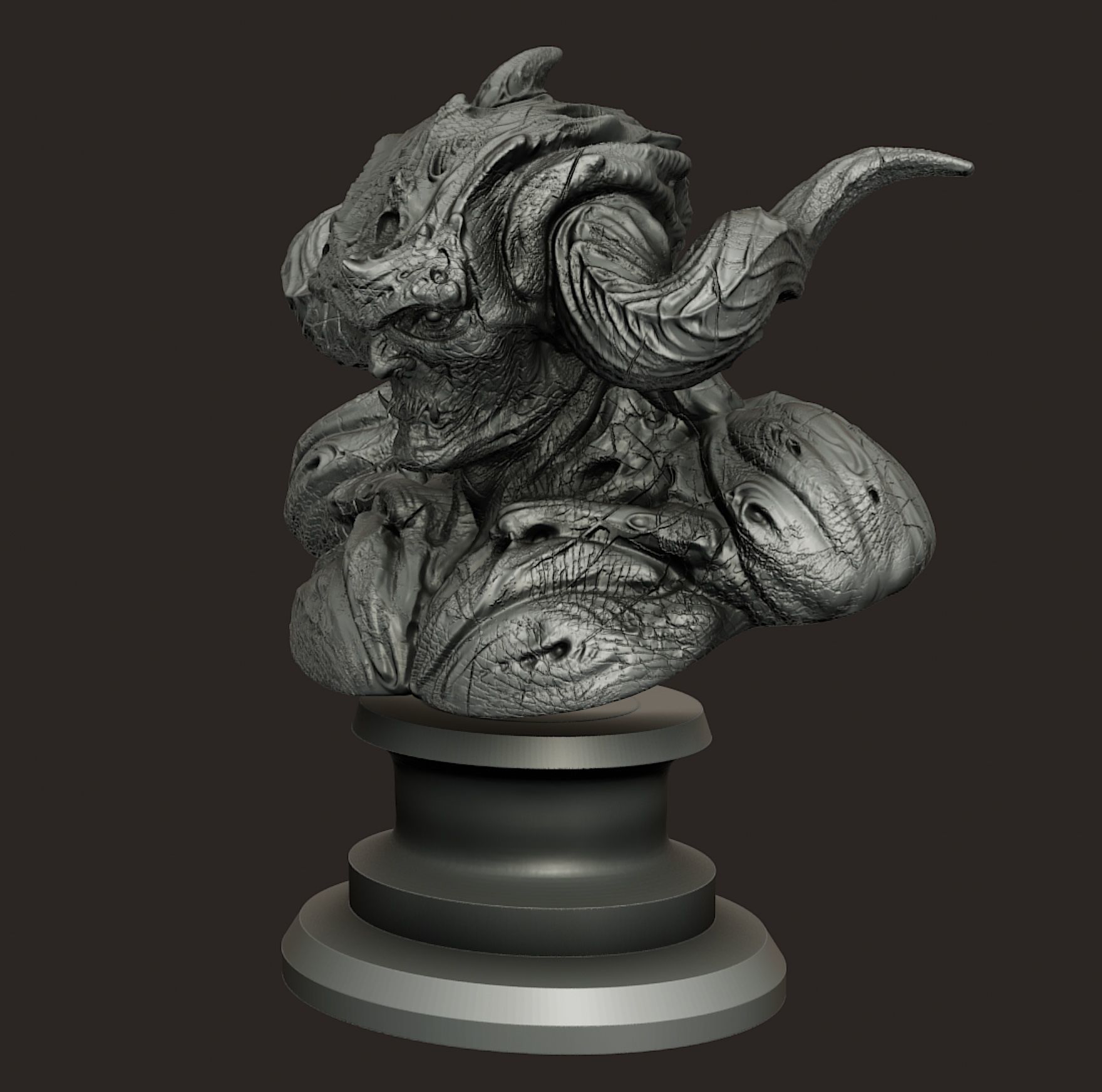 Demon bust statue pre-supported 3D print model_2