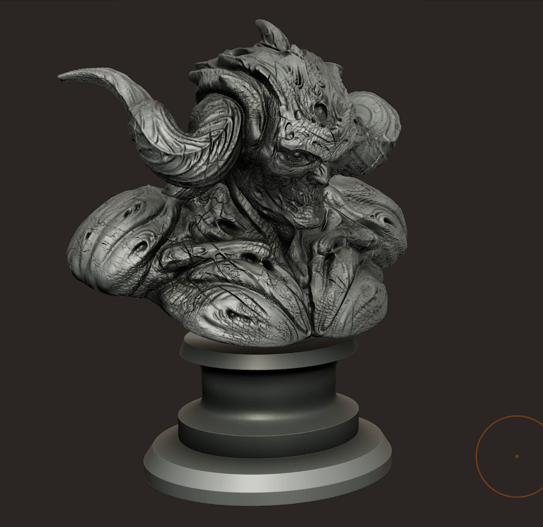Demon bust statue pre-supported 3D print model_3