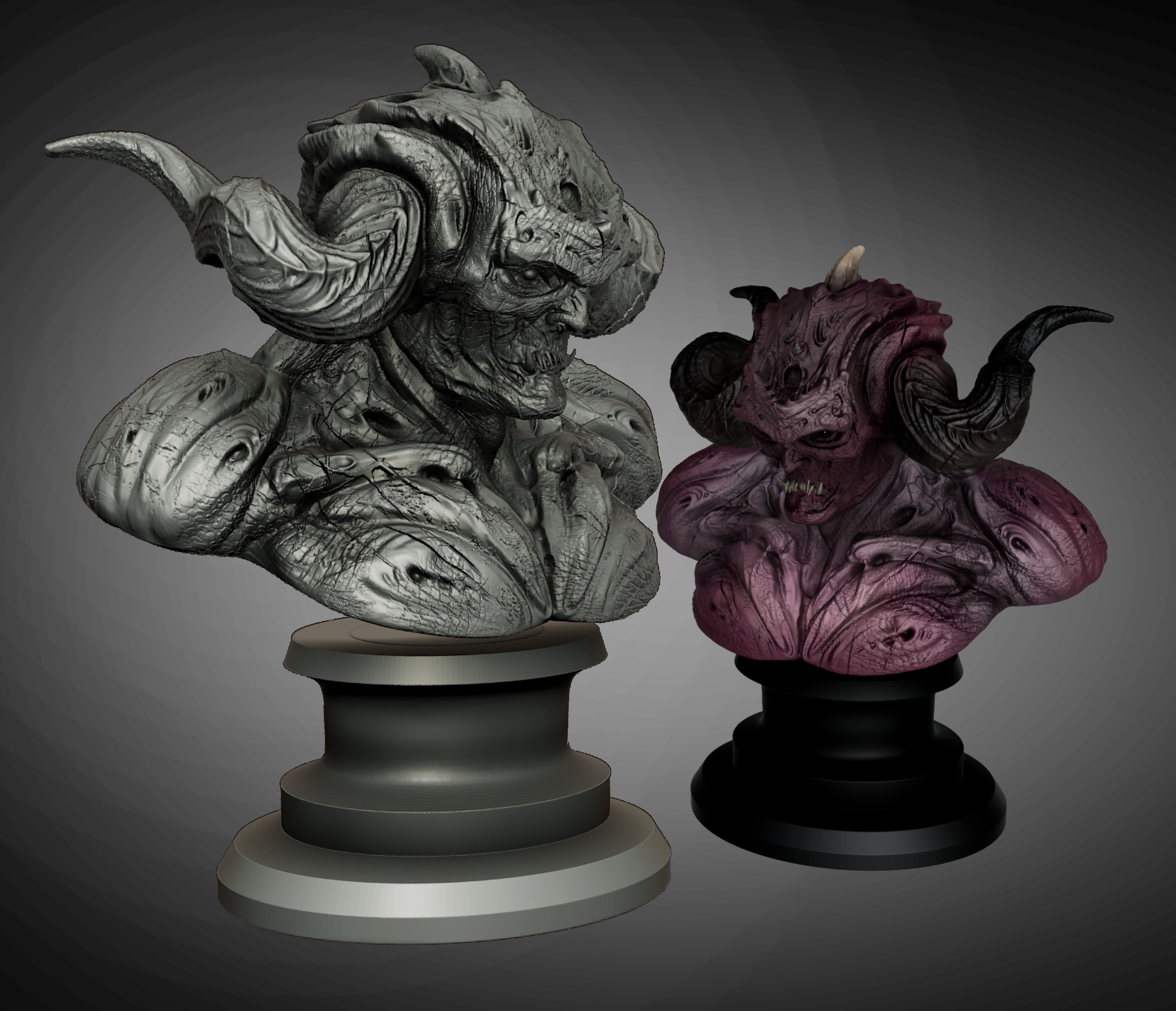 Demon bust statue pre-supported 3D print model_1