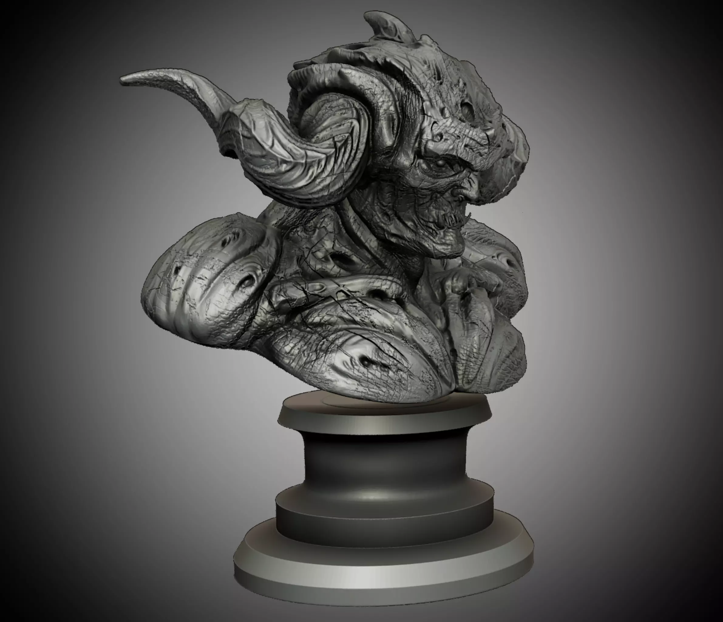 Demon bust statue pre-supported 3D print model_0