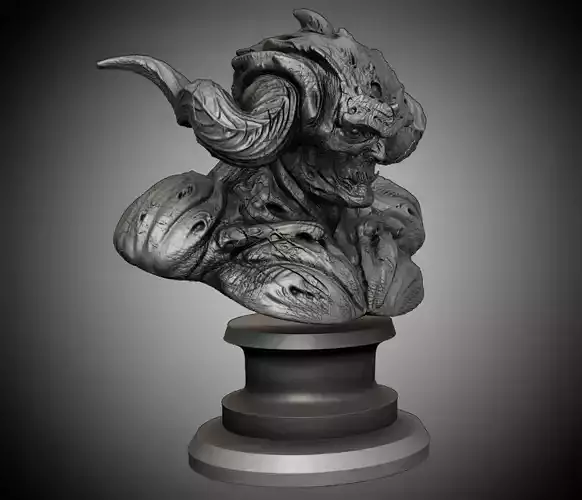 Demon bust statue pre-supported