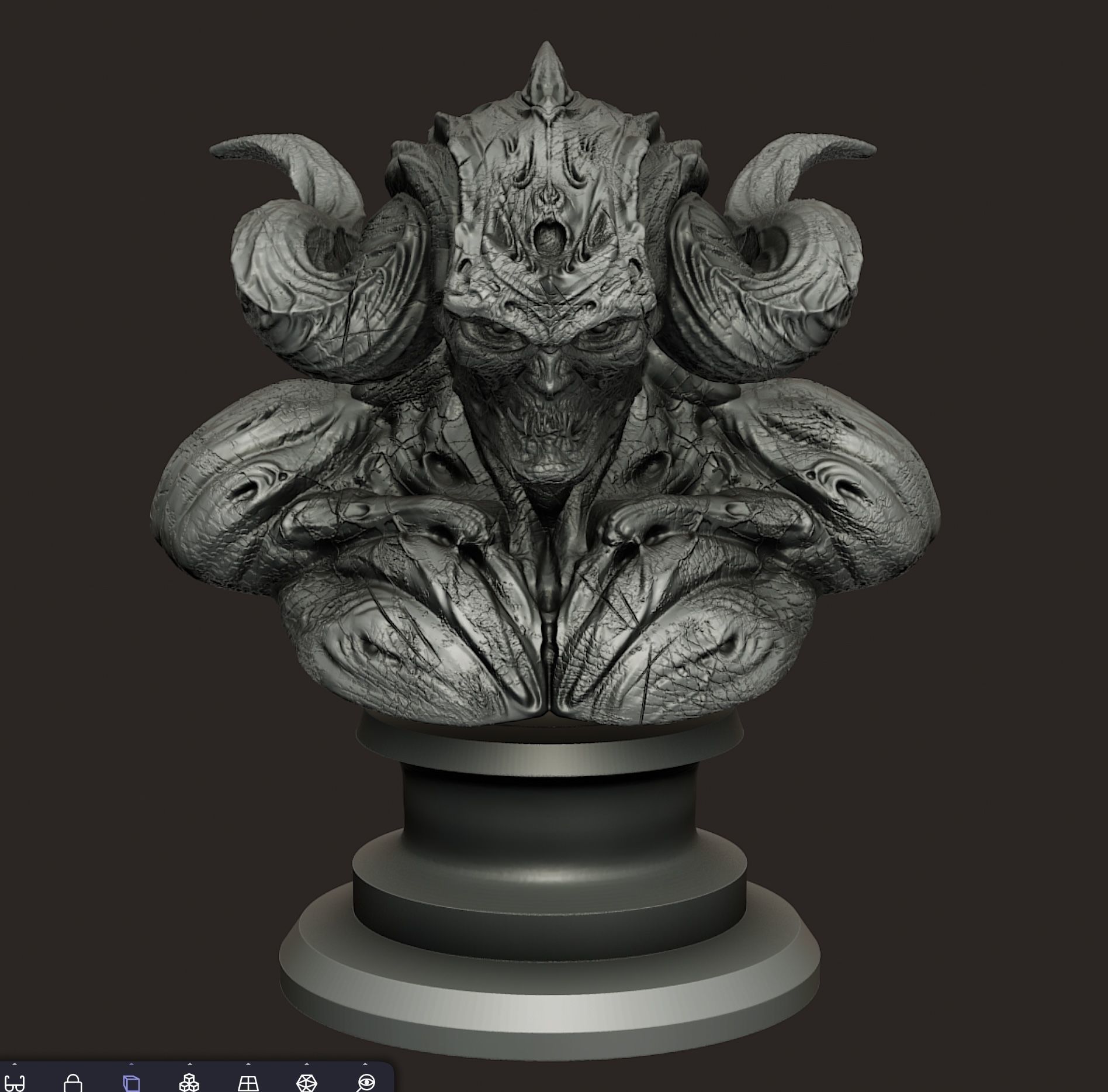 Demon bust statue pre-supported 3D print model_4