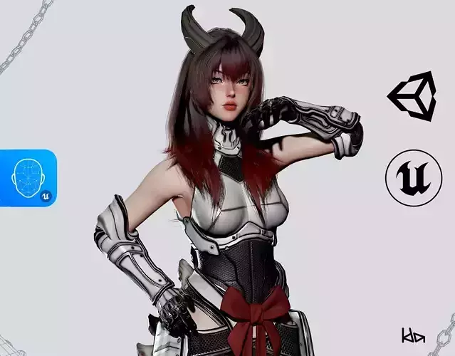 Cosmo Dragon Girl - Game Ready Low-poly 3D model