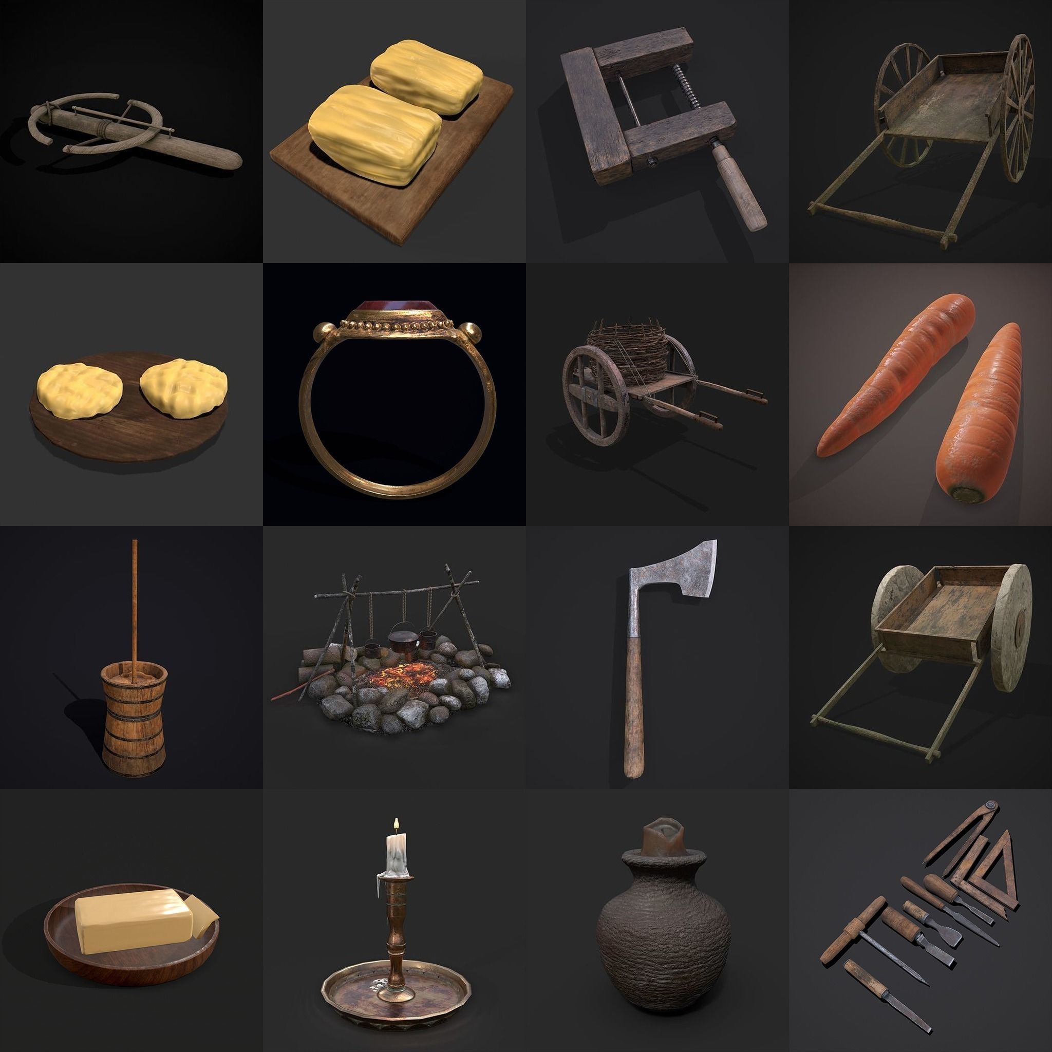 750 Medieval Props Pack 3D Model Collection_5