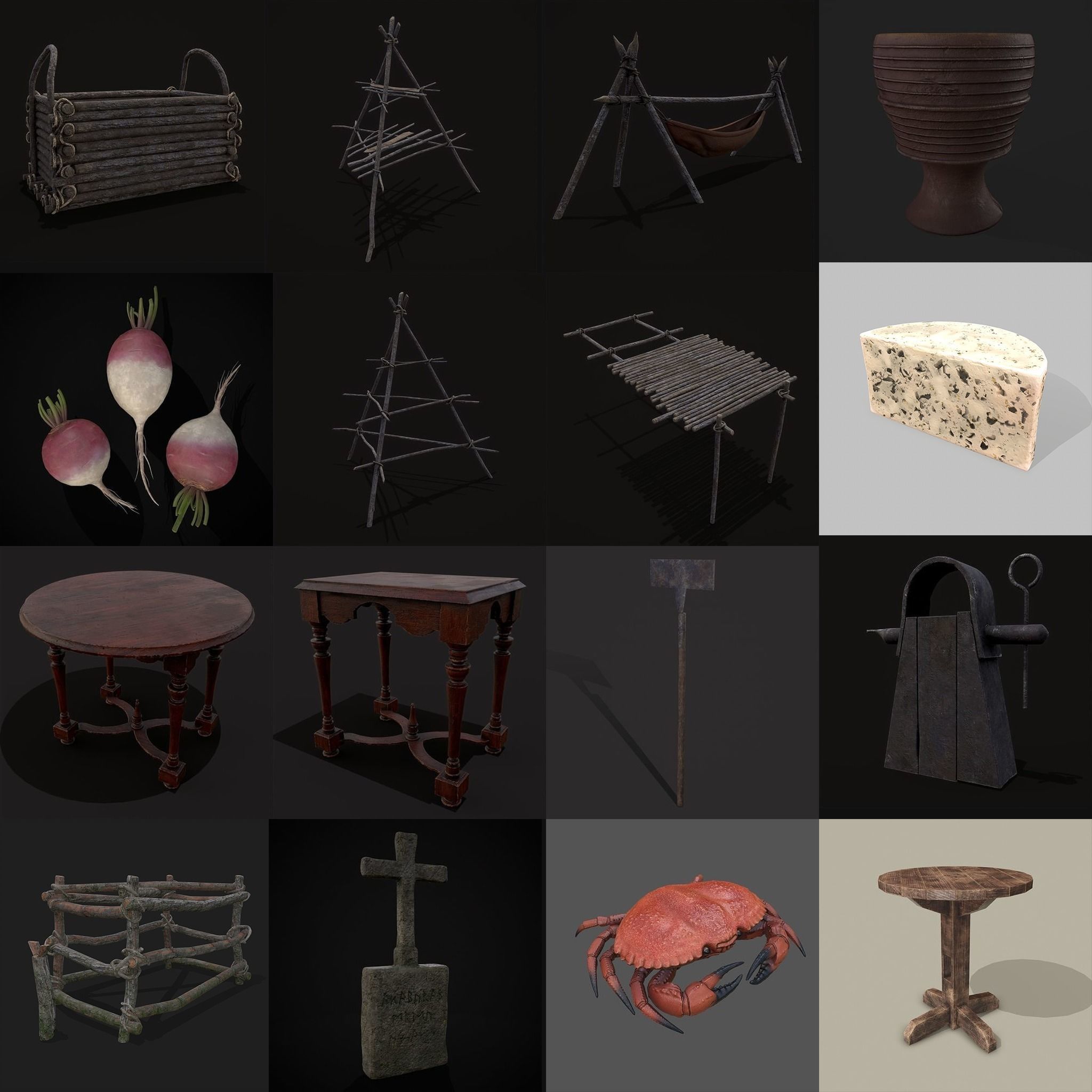 750 Medieval Props Pack 3D Model Collection_15