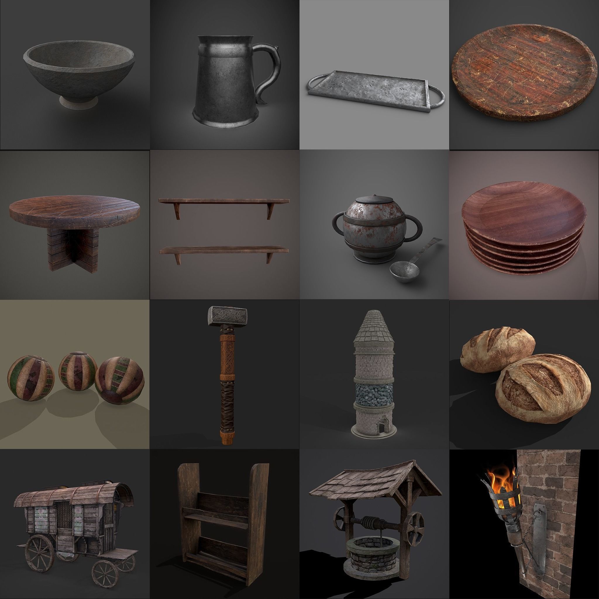 750 Medieval Props Pack 3D Model Collection_10