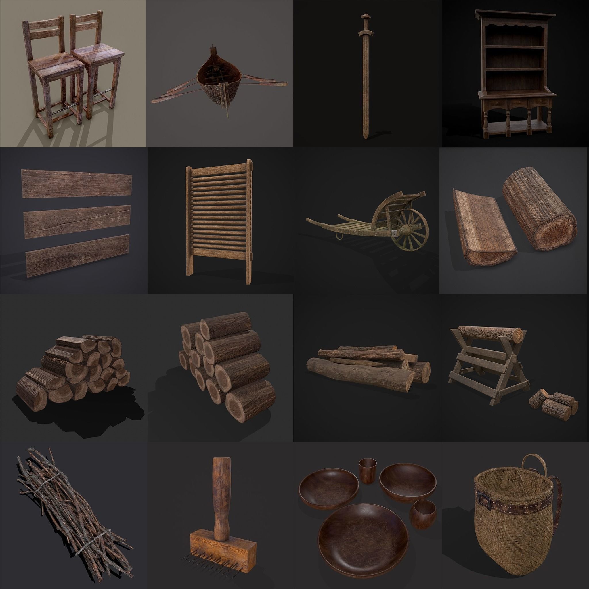 750 Medieval Props Pack 3D Model Collection_38