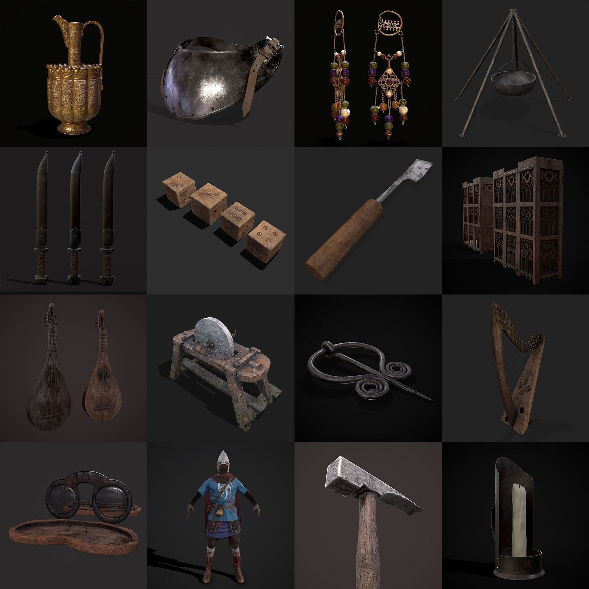 750 Medieval Props Pack 3D Model Collection_29