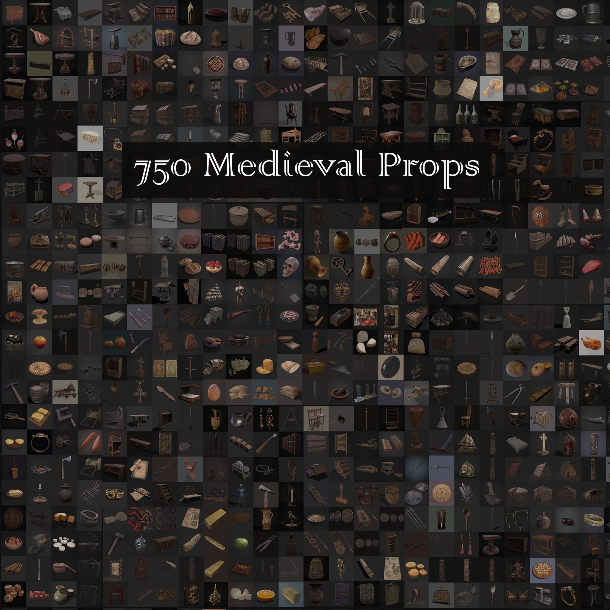 750 Medieval Props Pack 3D Model Collection_199