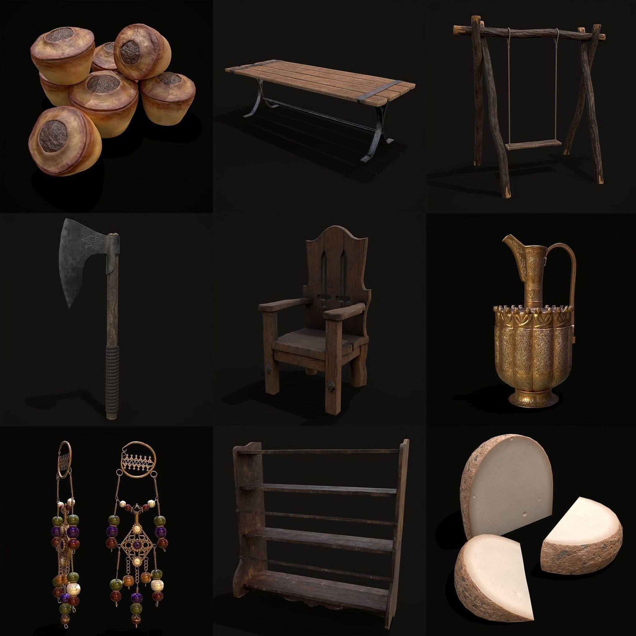750 Medieval Props Pack 3D Model Collection_63