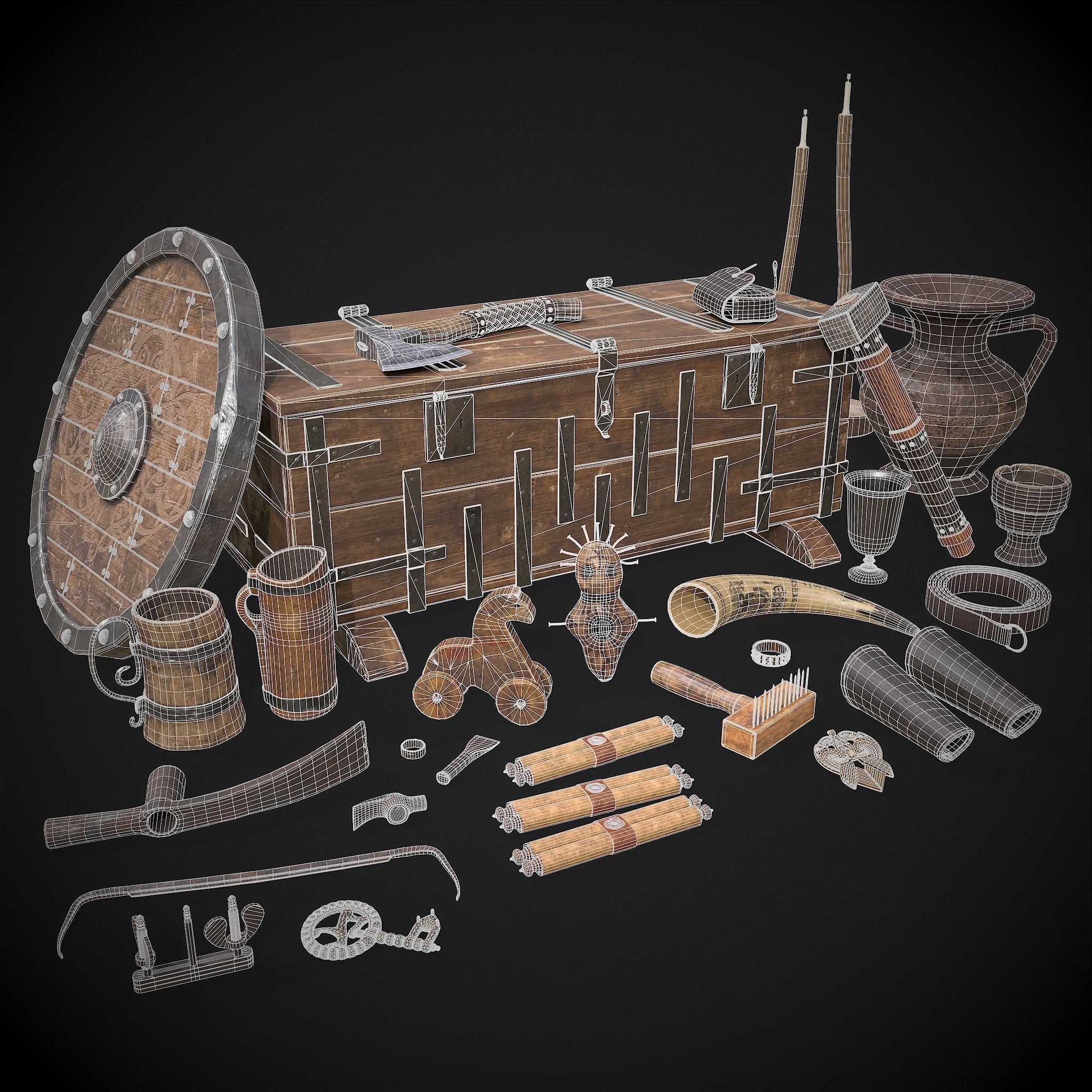 750 Medieval Props Pack 3D Model Collection_74