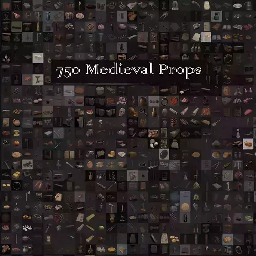 750 Medieval Props Pack 3D Model Collection