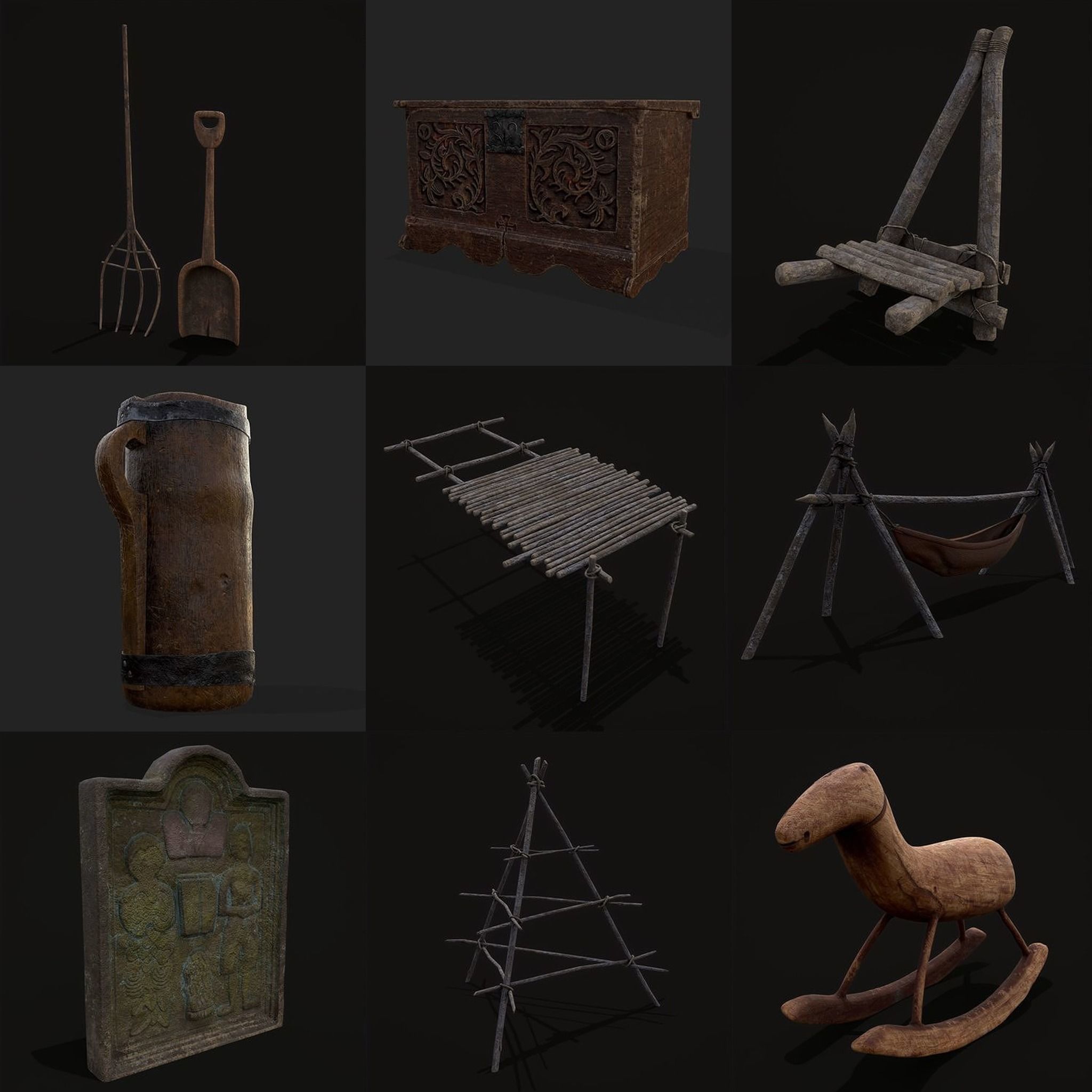 750 Medieval Props Pack 3D Model Collection_68