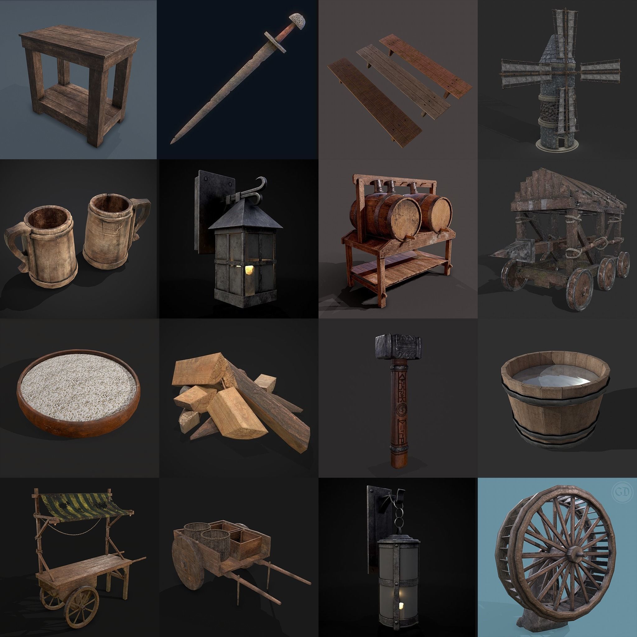 750 Medieval Props Pack 3D Model Collection_24