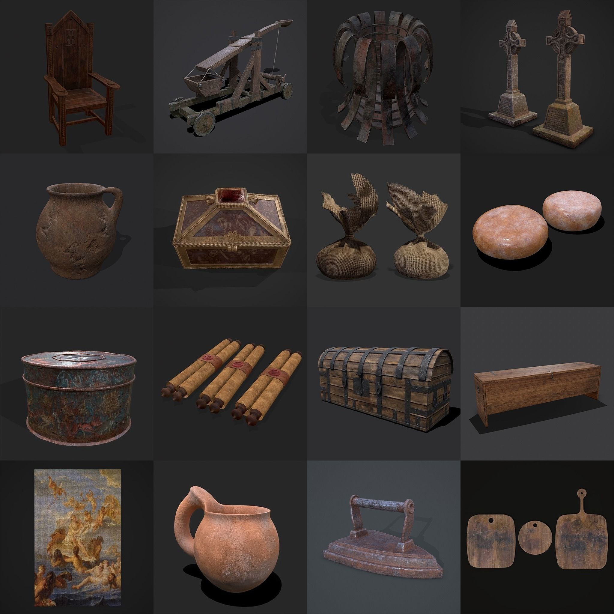 750 Medieval Props Pack 3D Model Collection_23